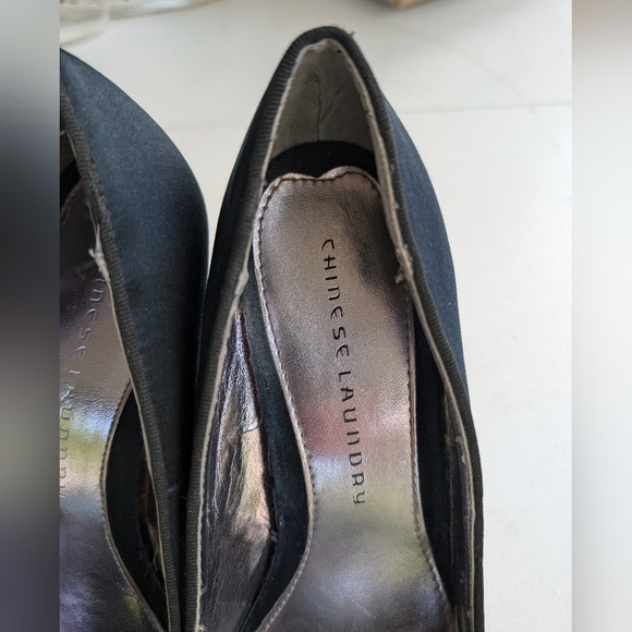 Chinese Laundry black satin embellished stiletto platform shoes size 9 - Picture 4 of 15